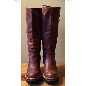 Frye Mildred Engineer Tall Boots Womens 8 Leather Buckle Heeled Moto Western